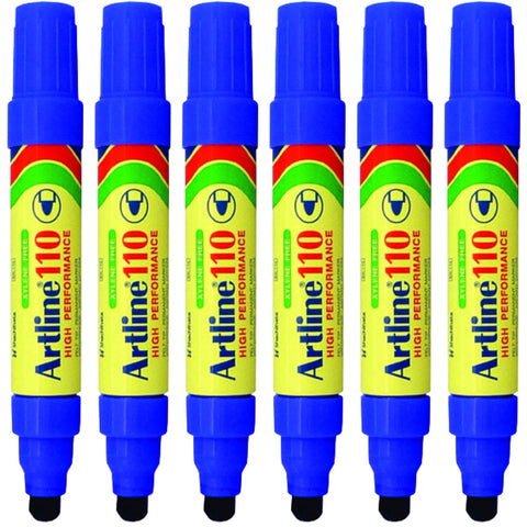 Artline 110 Permanent Marker 4mm Bullet Nib Blue Box 6