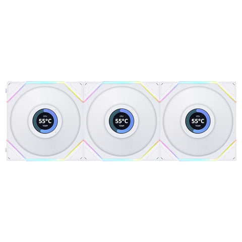 Lian Li (3-Pack) UNI FAN TL LCD 120 ARGB 120mm PWM Fan (White)