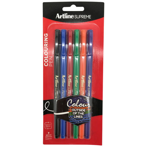 Artline Supreme 0.4mm Fine Pens [Assorted Colours] (6-Pack)