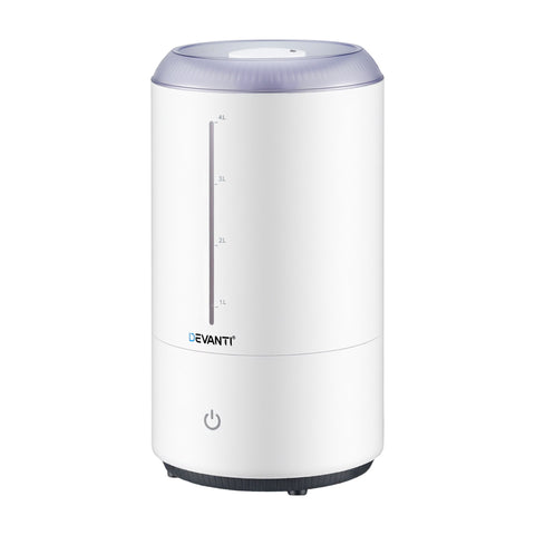 Devanti Ultrasonic Humidifier Aroma Diffuser Top Fill Quiet Bedroom 4L White