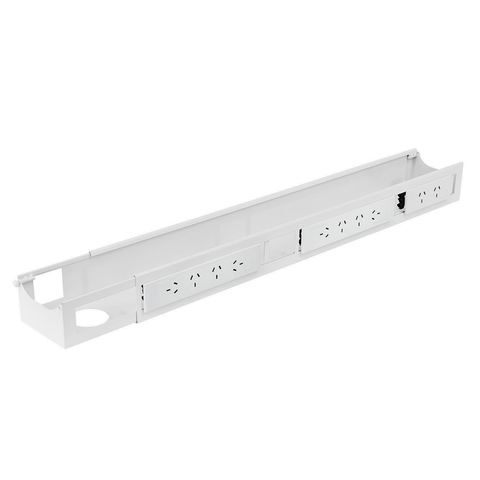 Desky Quad Frame Channel + Mounting Bracket - White / 10 Plugs