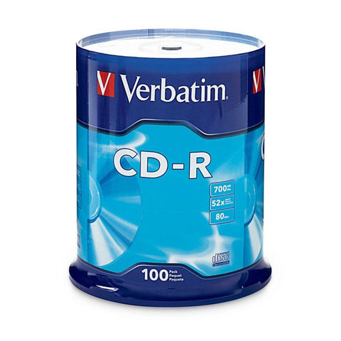 VERBATIM CD-R Recordable Spindle 52x Speed Blank Discs 700MB/80min 100pc