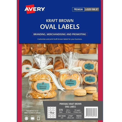 Avery 980018 L7103 Oval Label Kraft (Brown) [Pack 270]