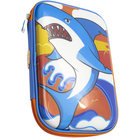 Glitter Critters 24 Slot Kids Pencil Case - Blue Shark