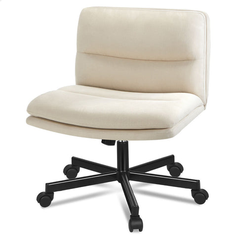 ALFORDSON Desk Chair Office Computer Armless Wide Seat Mid Back Fabric (Beige)