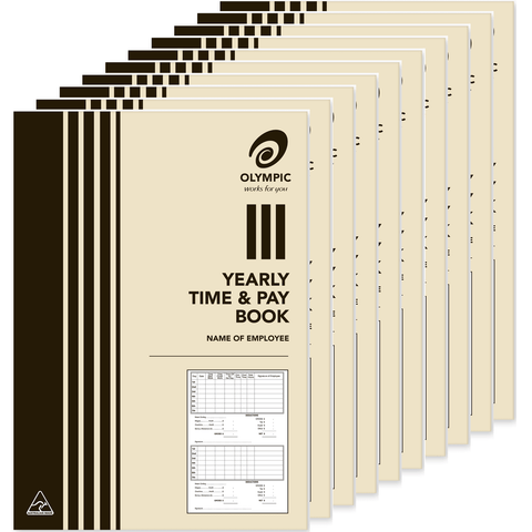 Olympic 10 Pack Yearly Time & Pay Book Book Bulk