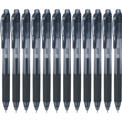 Pentel BLN105 Box 12 Energel-X Retractable Gel Ink Pen Fine 0.5mm (Black)
