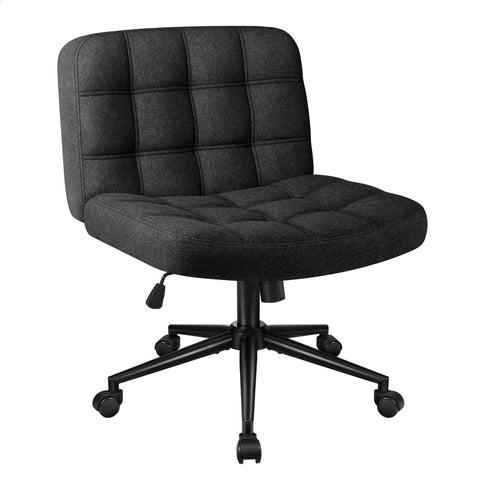 ALFORDSON Office Desk Chair Computer Armless Wide Seat Mid Back Fabric (Black)