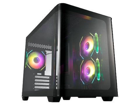 FSP S380 Curved Tempered Glass Side Panel Micro-ATX Case - Black