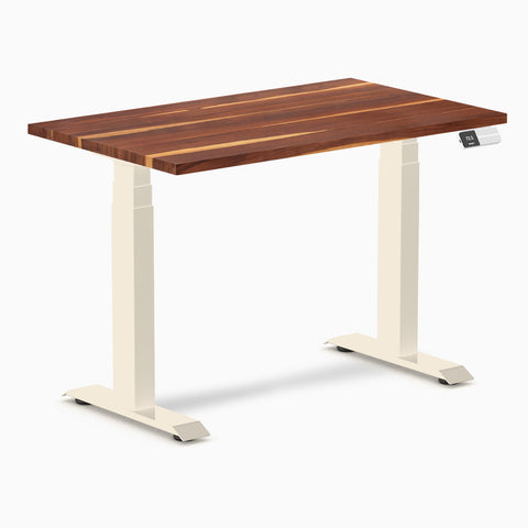 Desky Dual Mini Hardwood Sit Stand Desk 100cm Pheasantwood Desktop and Wheat Frame