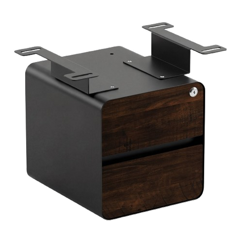 Desky Minimal Under Desk Cabinet - American Rustic Pine Softwood / Black