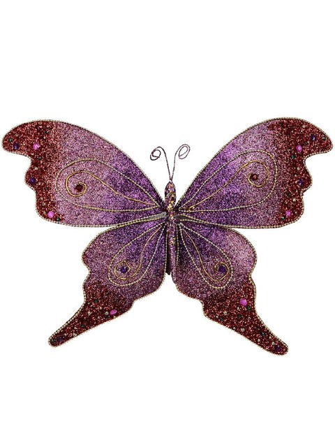 Christmas Warehouse - PICK2307 Large Purple To Pink Bejeweled Butterfly Christmas Clip Pick | 52cm Strawberry Pink & Purple with Gold, Red & Green