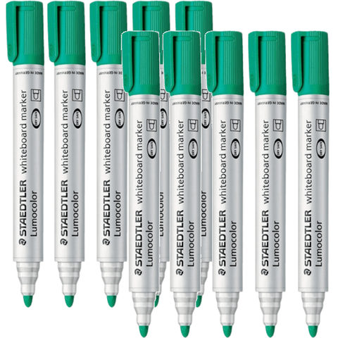 Staedtler 351 Lumocolor Whiteboard Marker Bullet Point (Green) [Box 10]