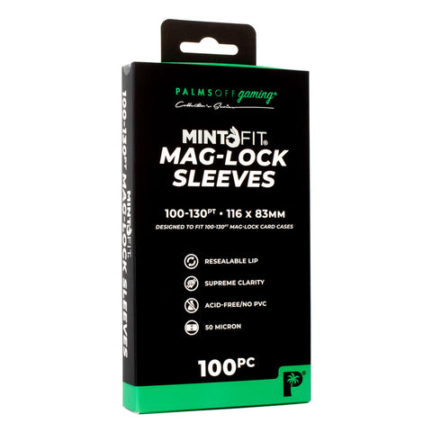 Palms Off Gaming Mint-Fit Mag-Lock Card Case Sleeves (100pt-130pt) - 100pc