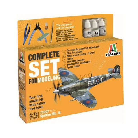 Italeri 1/72 Spitfire Mk. IX Fighter Complete Scaled Plastic Model Starter Kit
