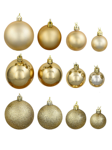 Dynamic Gold & Champagne Multi Texture Bauble Mega Pack 60x 40mm-70mm