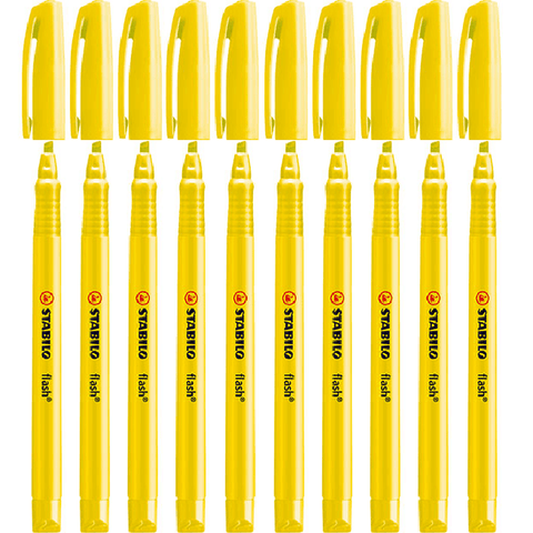 Stabilo Flash Highlighters Pen Yellow Chisel Tip Pack 10