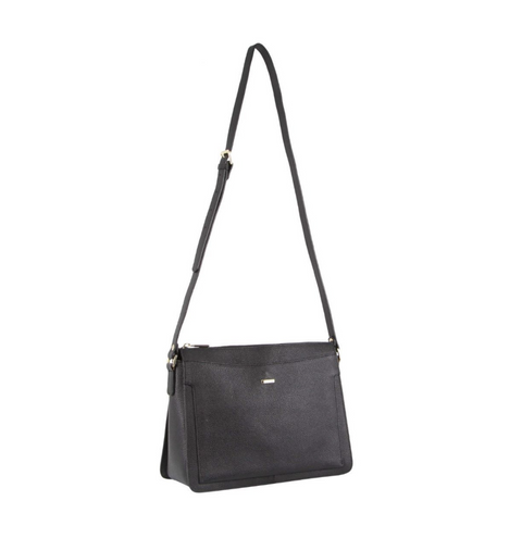 Morrissey Italian Structured Leather Cross Body Handbag Tote Bag (MO3162) - Black