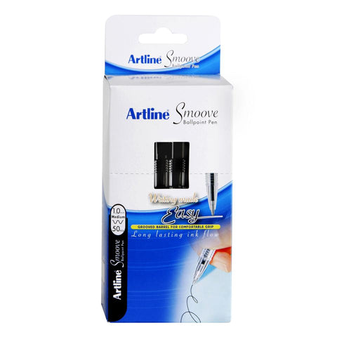 Artline Smoove Ballpoint Pens 1.0mm Medium (Black) [Box 50]