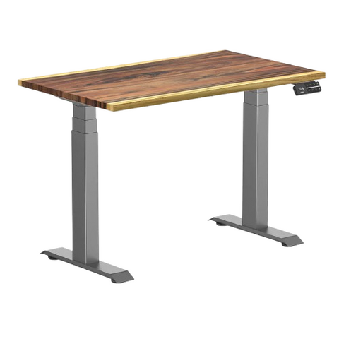 Desky Dual Mini Hardwood Sit Stand Desk 100cm Saman Desktop and Space Grey Frame