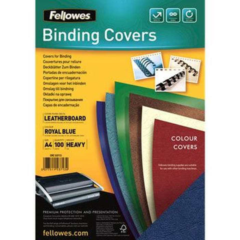 Fellowes Pack 100 Binding Cover Leathergrain A4 230GSM (Royal Blue)
