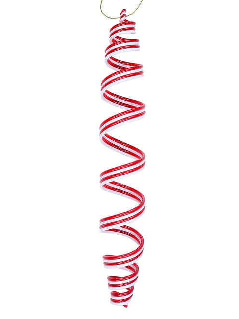 Christmas Warehouse - DECRH054 Red & White Spiral Ribbon Candy Whimsical Statement Ornament | 28cm Red & White
