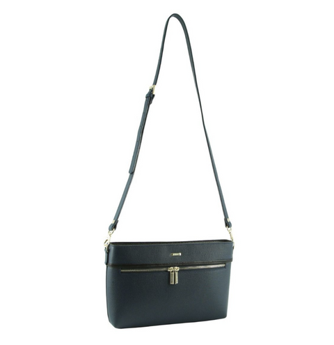 Morrissey Italian Structured Leather Cross Body Handbag (MO3028) Bag - Navy