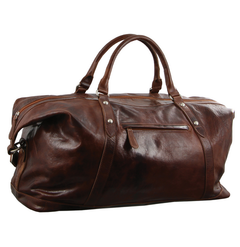 Pierre Cardin Rustic Leather Business/Overnight Travel Bag 54cm Cognac