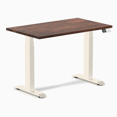 Desky Dual Mini Softwood Sit Stand Desk 80cm American Rustic Pine Desktop and Wheat Frame