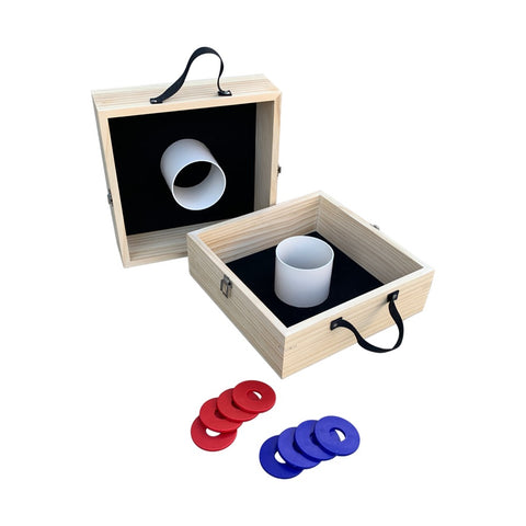 Jenjo Games Washers Game Set - 30.5x30.5cm Black Box with Red & Blue Washers