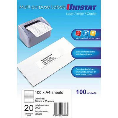 UNISTAT #FSC LIP LABEL 20UP 98X25.4MM [100-Pieces]