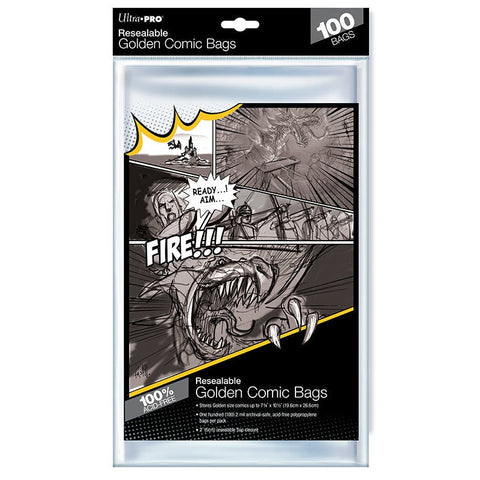 Ultra Pro: UP82228 Golden Size 7-3/4"x10-1/2" Resealable Comic Bags
