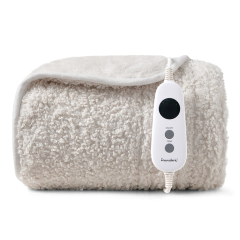 Dreamaker Teddy Fleece Electric Heated Throw Blanket [130x160cm] (Cream)