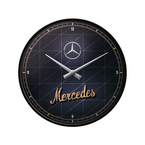 Nostalgic-Art Wall Clock Retro Mercedes Benz Design Silver and Gold 30cm
