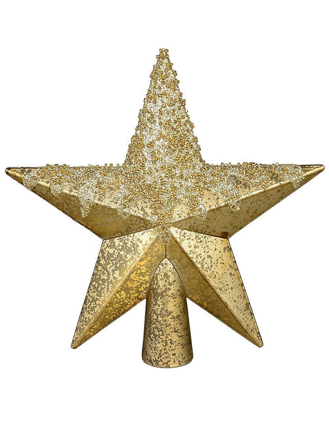 Christmas Warehouse - DECRTT72 Gold Splatter & Glitter Christmas Star Whimsical Essential Tree Topper | 20cm Gold