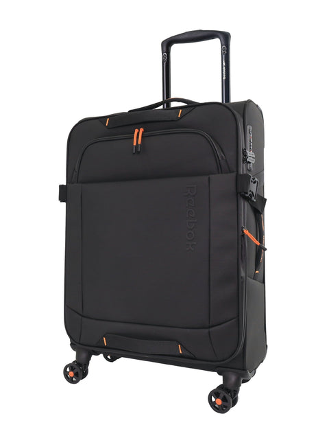Reebok 69cm Pro Medium Leather Film Soft Shell Suitcase Travel Luggage (Black)