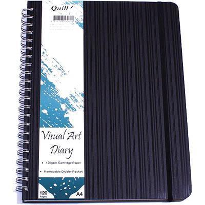 Quill Visual Art Diary 125Gsm 120 Page A4 Pp Black
