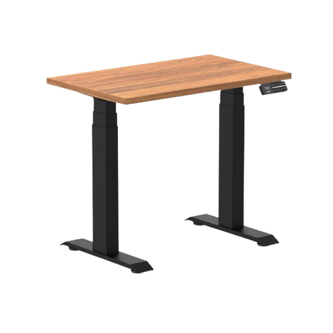 Desky Dual Mini Sit Stand Desk 800x500 Prime Oak Desktop and Matte Black Frame
