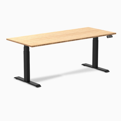 Desky Dual Bamboo Sit Stand Desk 120cm Bamboo Desktop and Matte Black Frame