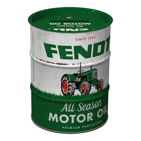 Nostalgic-Art Money Box Oil Barrel Fendt All Season Motor 9.3x9.3x11.5cm