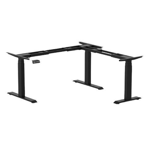Desky Sit Stand L-Shape Desk Frame 110cm–190cm (Matte Black)