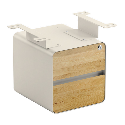 Desky Minimal Under Desk Cabinet - White Oak Hardwood / Wheat