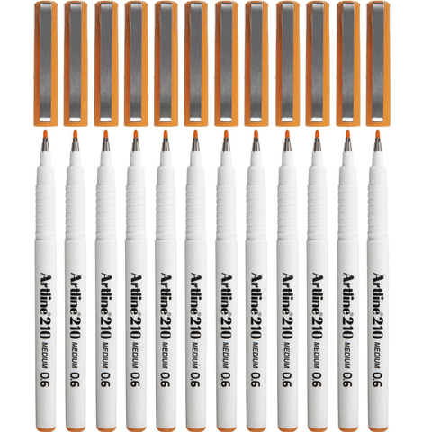 Artline Box 12 210 Fineline Pen 0.6mm (Orange)