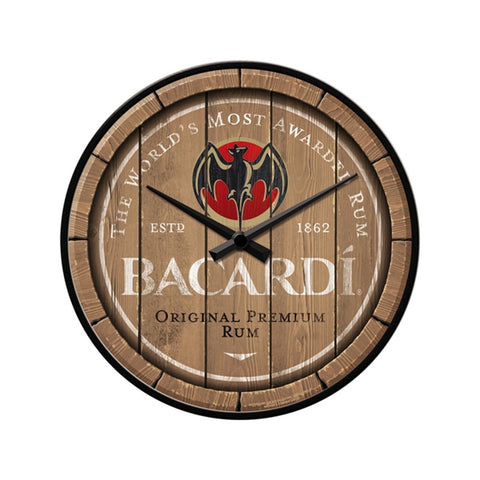 Nostalgic-Art Wall Clock Retro Look Bacardi Wood Barrel 30cm