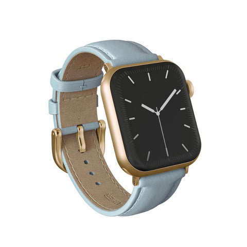 Burga Apple Watch 42/44/46/49 Leather Band - Gold Clasp (Light Blue)