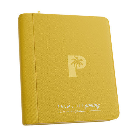 Palms Off Gaming Collector's Series 4 Pocket Card Loader TOP LOADER Clear Zip Binder - Yellow