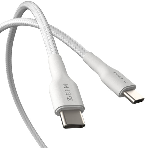 EFM USB-C to USB-C Braided Charging and Data 1M Cable (White)