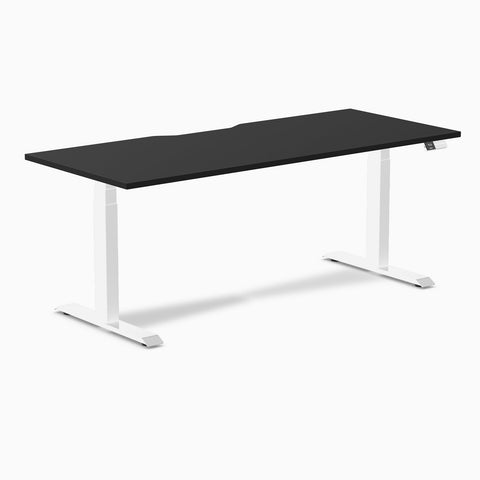Desky Dual Scalloped Melamine Sit Stand Desk - Black / 1800x750mm / White