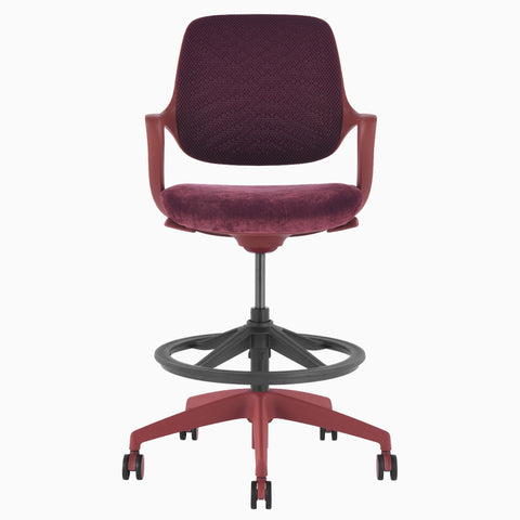 Desky Evoque Low Back Office Chair - Red Velvet / Yes