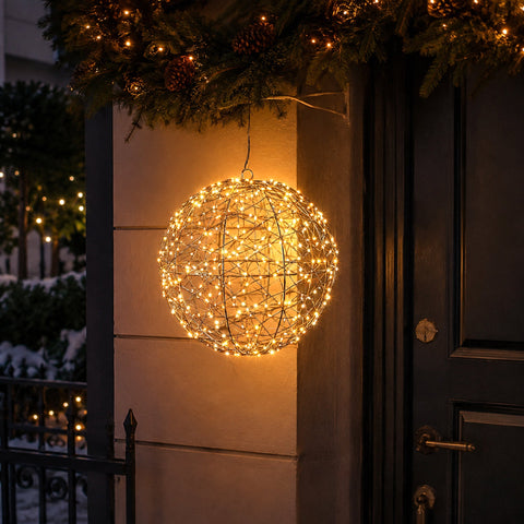 Lexi Lighting Woven Wire LED Metal Ball - Amber + Warm White - Small